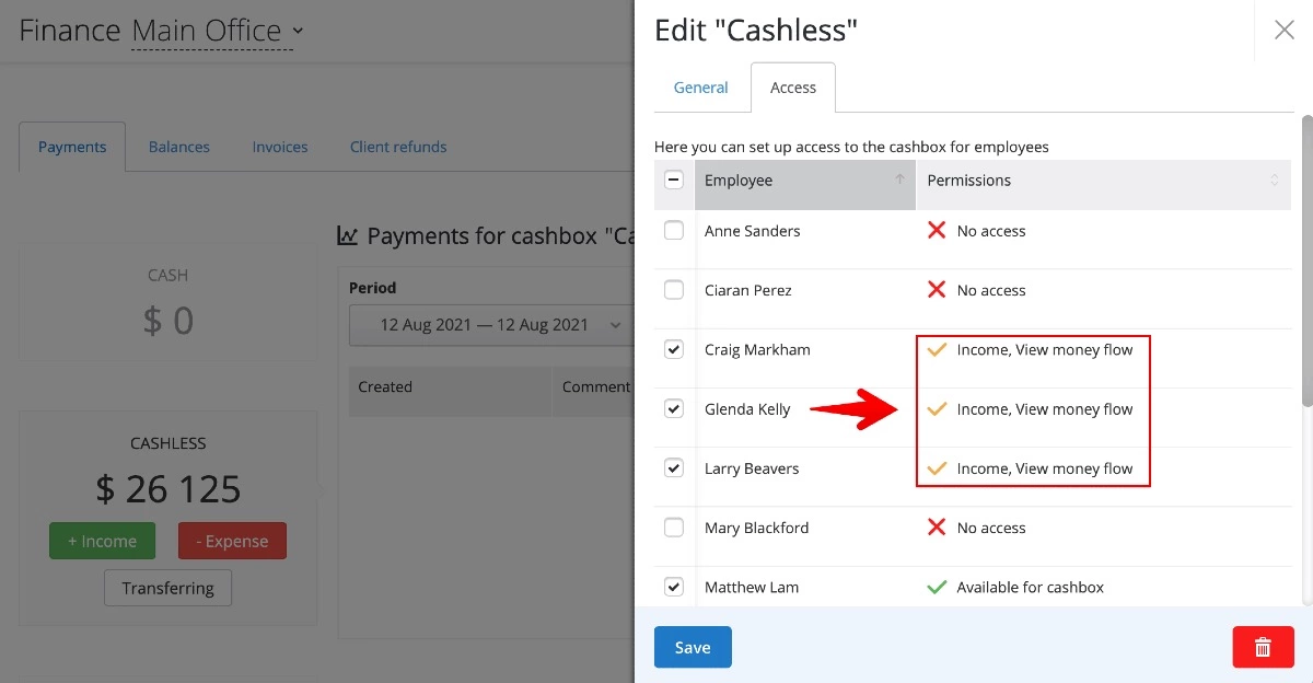 set up access in the way that all managers