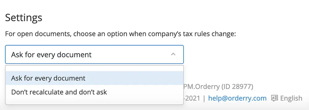 Recalculating Taxes in Open Documents