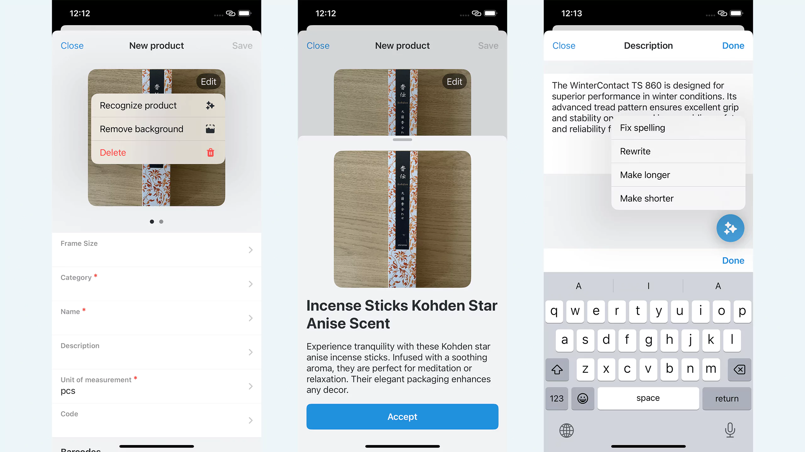 Add new products easier with AI in RemOnline mobile app