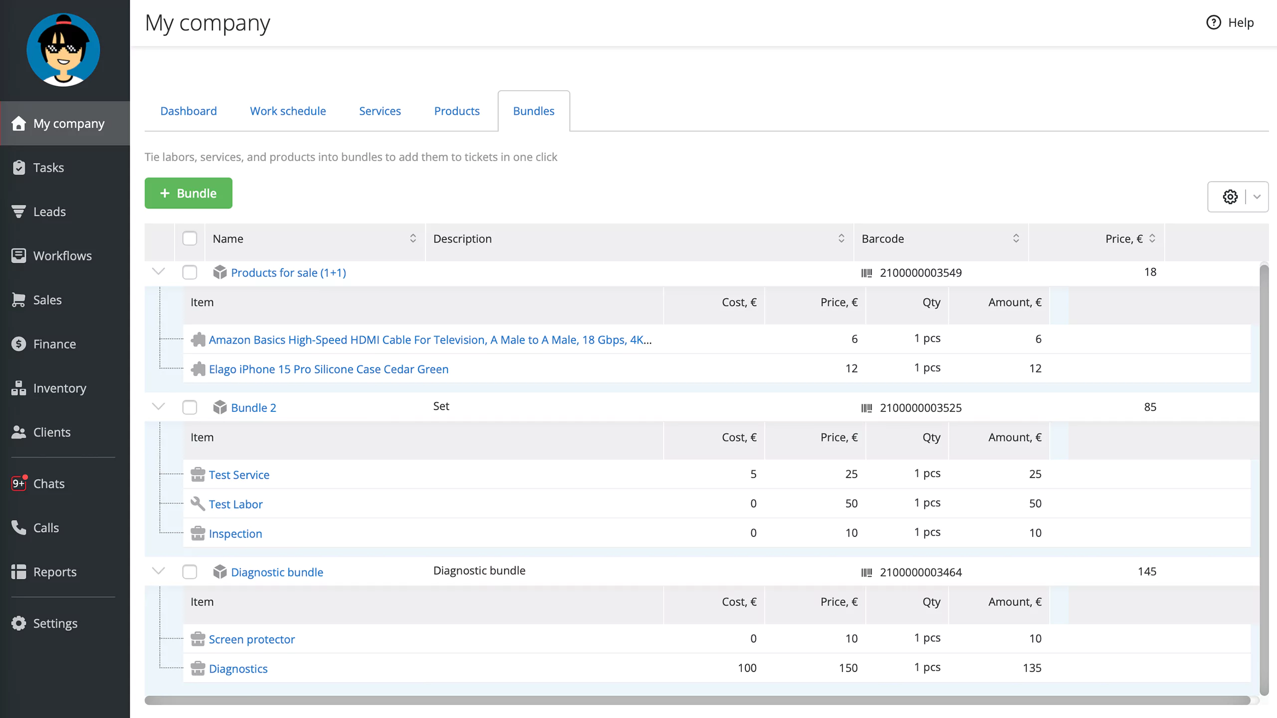 Service and Product Bundles in RemOnline