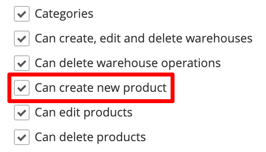 new permission "Can create new product"