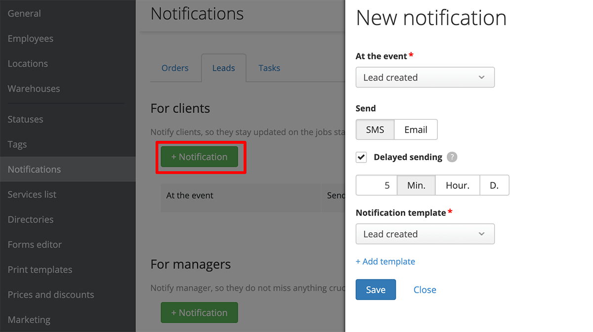 use delayed notifications
