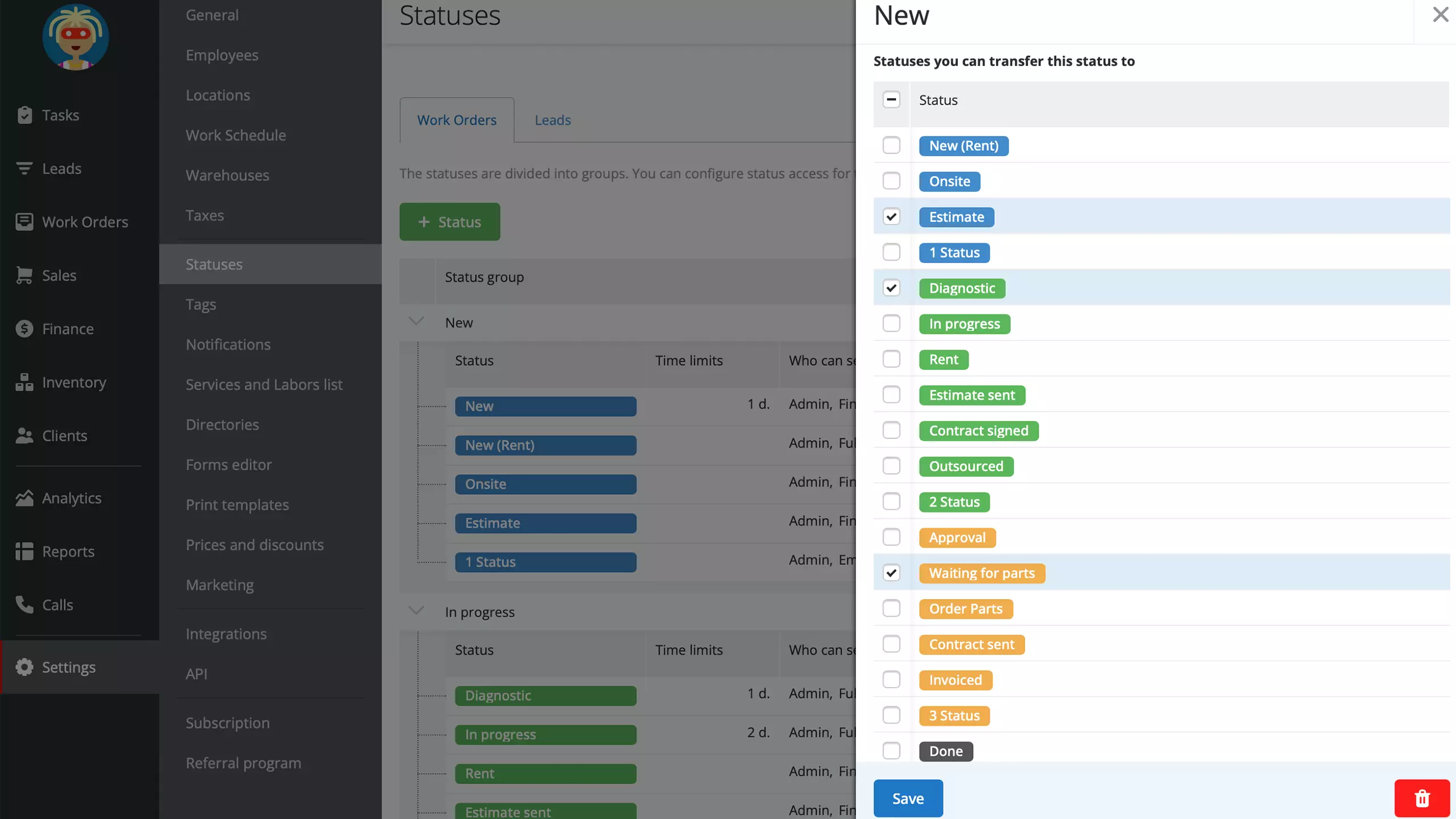 Status Time Limits for completing jobs on time